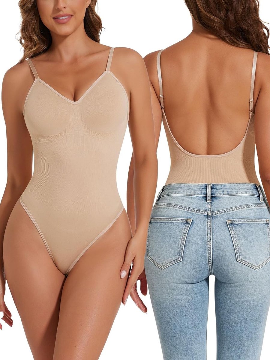 Shapewear Bodysuit voor Dames - Figuur Corrigerende Corset Body met Verstelbare Schouderbanden en Naadloze Rug