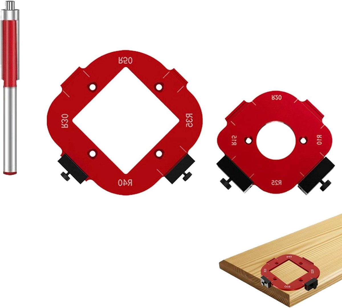 Freessjabloon Bovenfrees - Radius Sjabloon - Houtbewerking Randen - CNC Gefreesd Aluminium - R10-R50 - Zilver