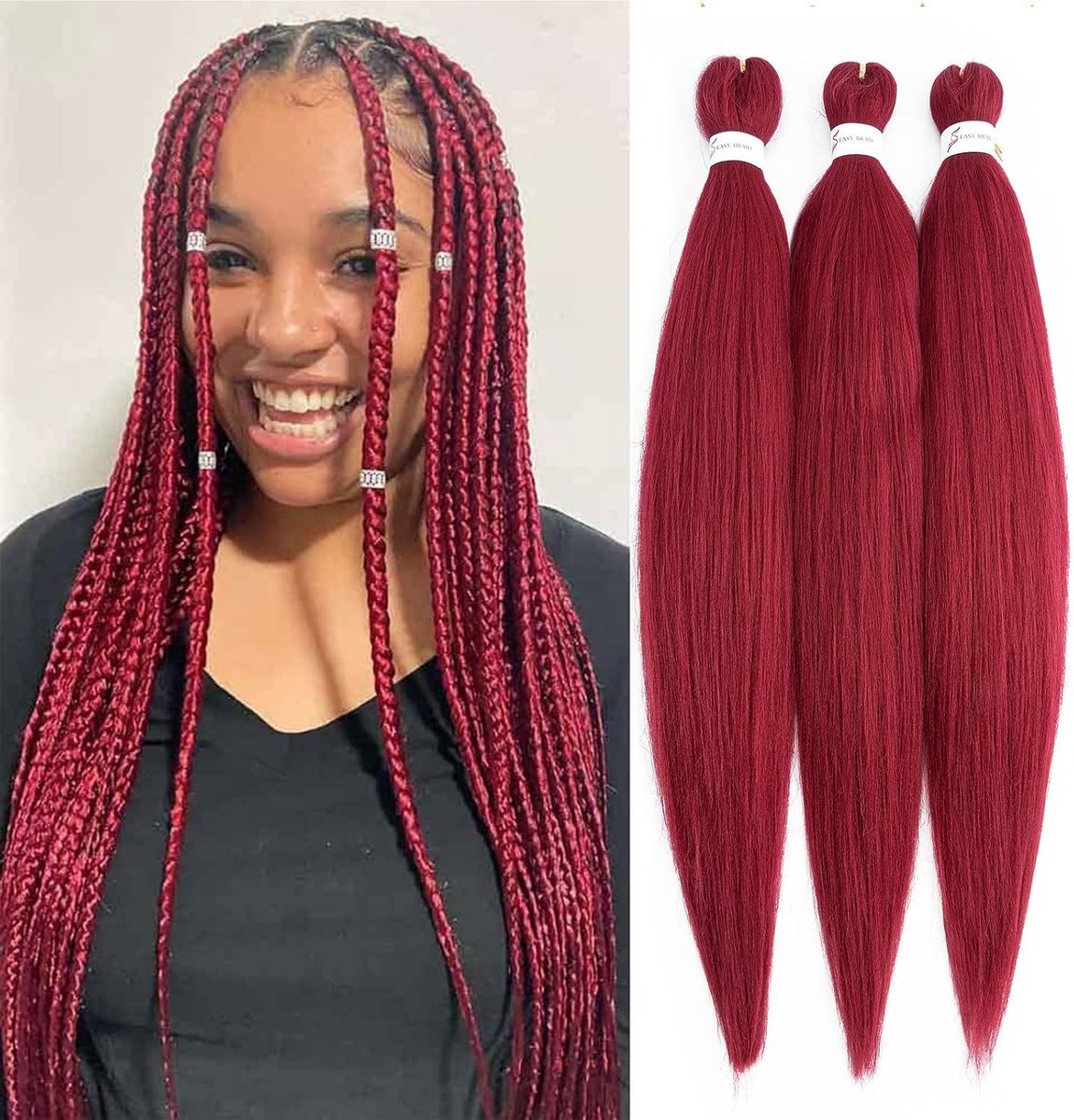 Langdurige Pre-stretched Easy Braiding Haar Extensions voor Vlechten, Ombre Yaki Textuur, Warm Water Instellen - 26 inch, 3 Packs, 270g
