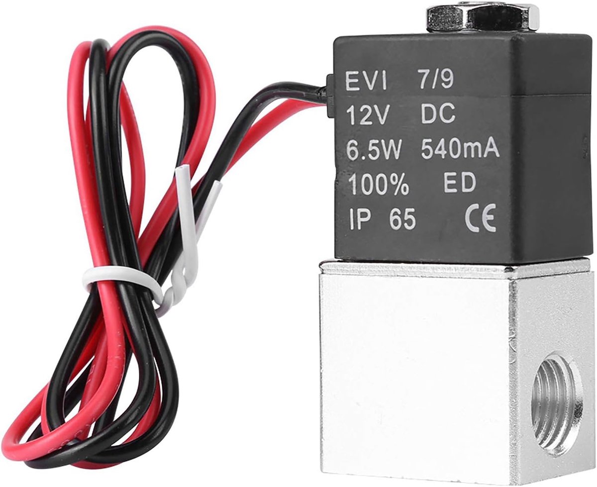 1/4 2 Way Pneumatic Solenoid Valve, Normally Closed Aluminum Electric Air Solenoid Valve 12V DC Solenoid Valve for Air - ShopVlot