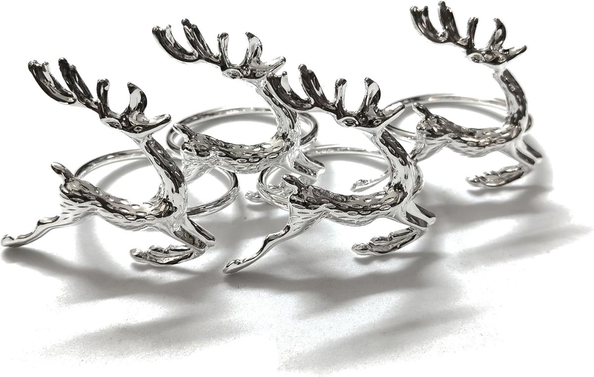 SnelShoppen - Elegante Zilveren Servetringen Set van 4, Decoratieve Servetringen voor Feesten, Kerst, Thanksgiving Tafelversiering, 1.5 Inch