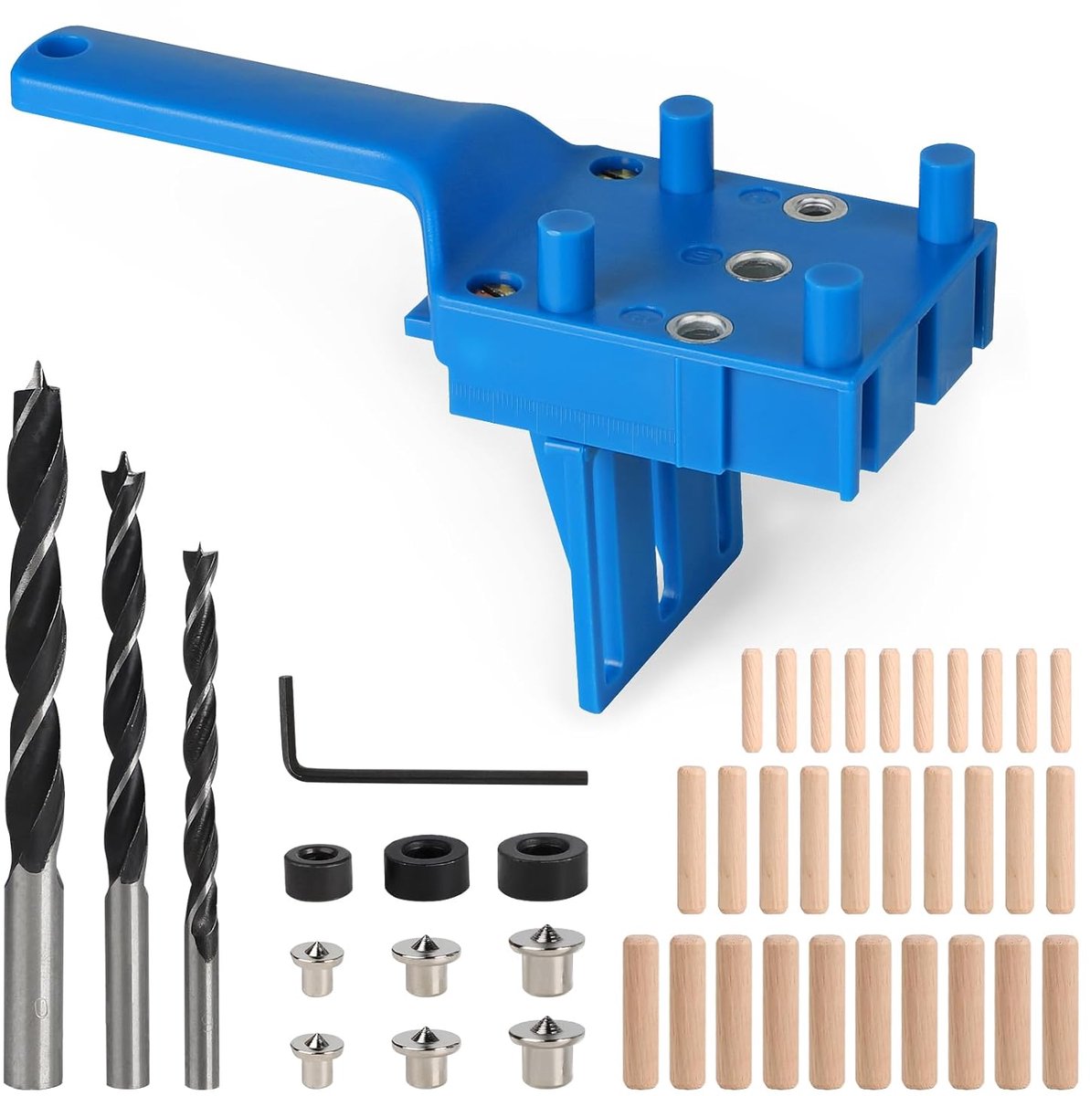 SnelShoppen - Boorgids voor Dowelgaten, Dowel Hulp, Boorhulp, Plugapparaat, Ergonomisch Ontwerp, Zelfcentrerende Gids, 6 mm, 8 mm, 10 mm, Houtbewerkin