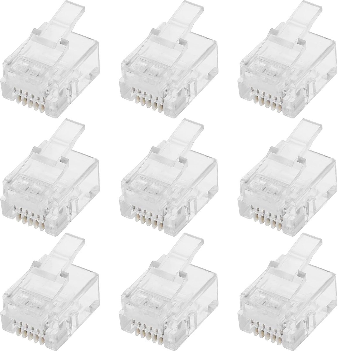 RJ12 telefoonconnectoren 50 stuks - transparant - 6P6C male plugs - geschikt voor ADSL en VDSL - ShopVlot
