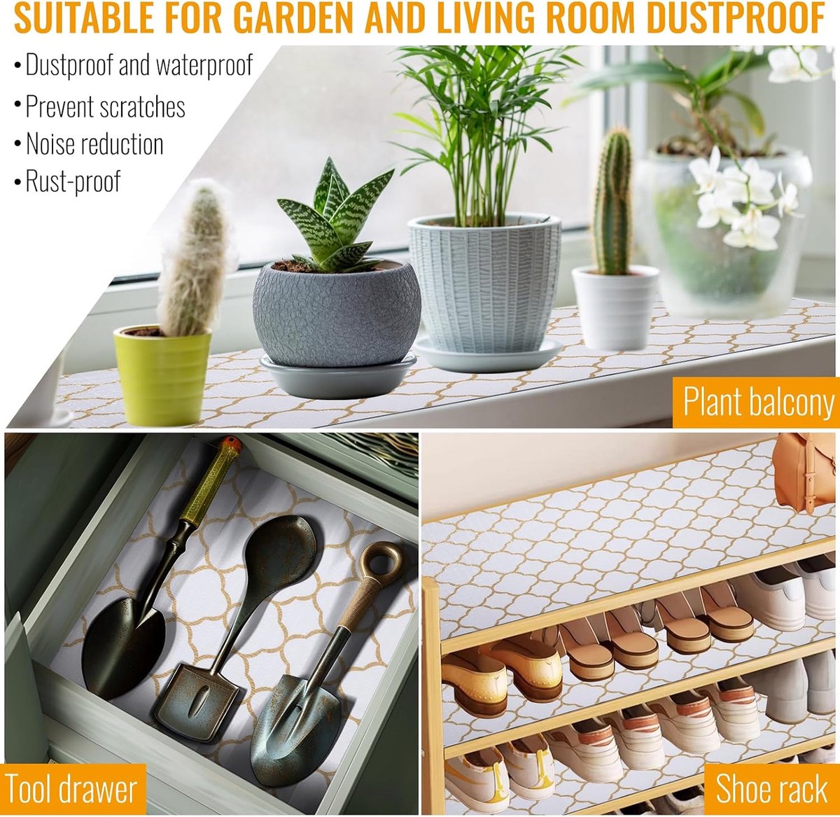 SnelShoppen - Non Slip Mat voor Keukenlades, Waterdicht, Wasbaar, Marmer, Goud, 30 x 600 cm, Antislip en Niet Plakkerig, Ideaal voor Keuken en Kasten
