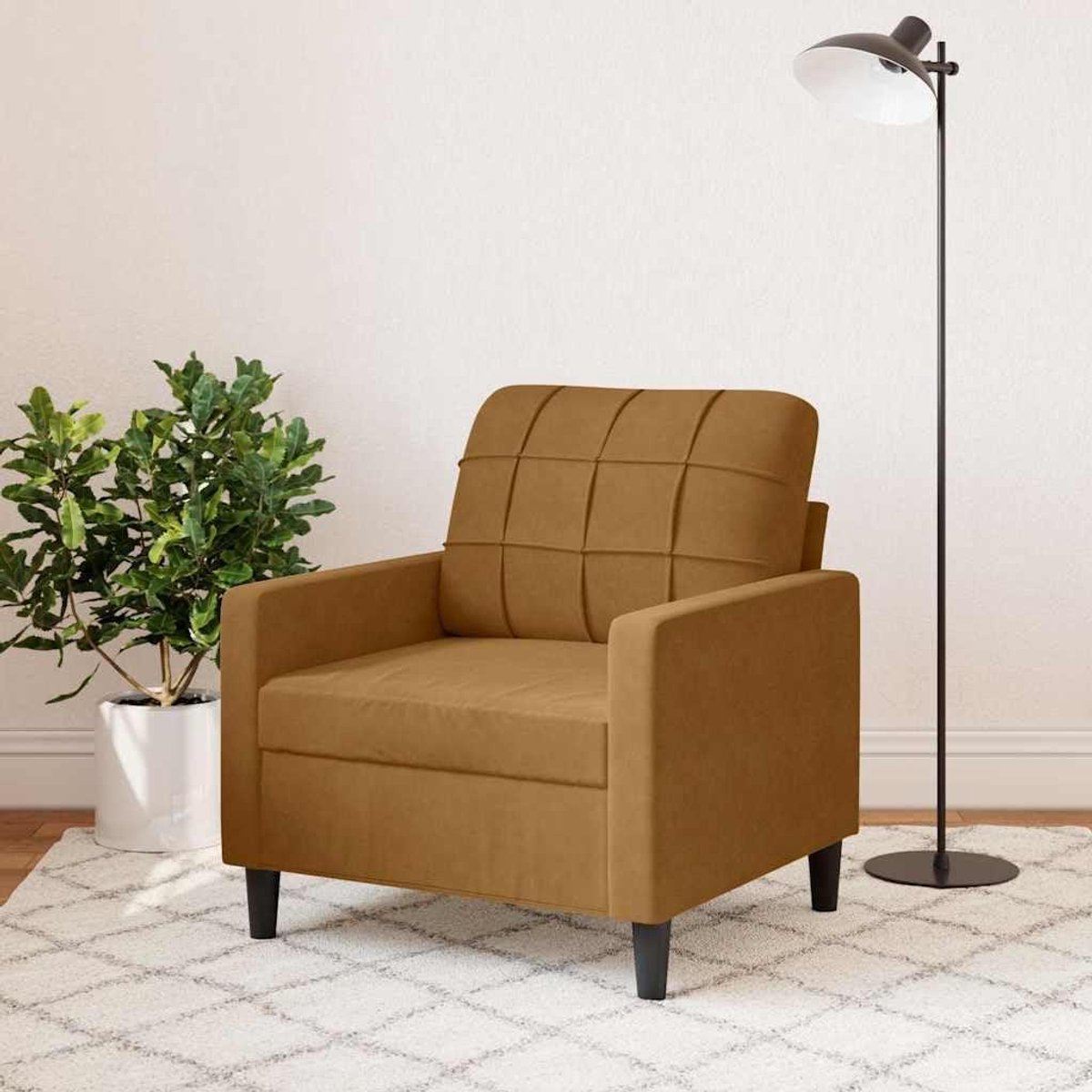 Fauteuil Fluweel - Zitstoel Leesstoel - Ontspannen TV Kijken - Robuust Metalen Frame - 77 x 77 x 80 cm