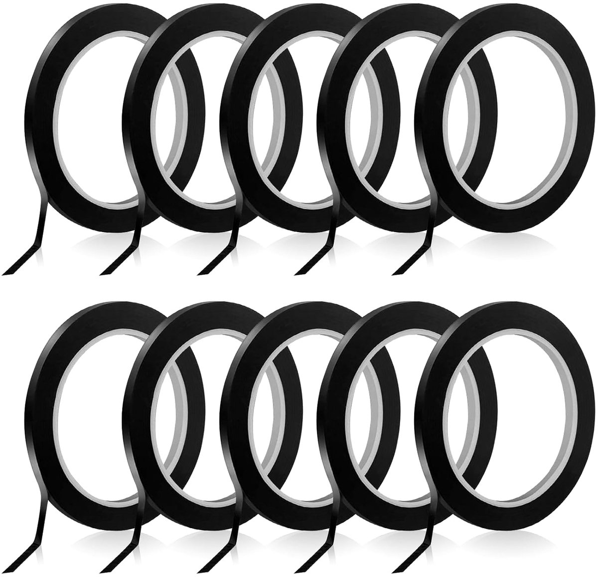 10 Rolls Whiteboard Adhesive Tape, 3mm x 66m Black Fine Line Tape, Narrow Whiteboard Art Tape, Self-Adhesive Drawing - ShopVlot