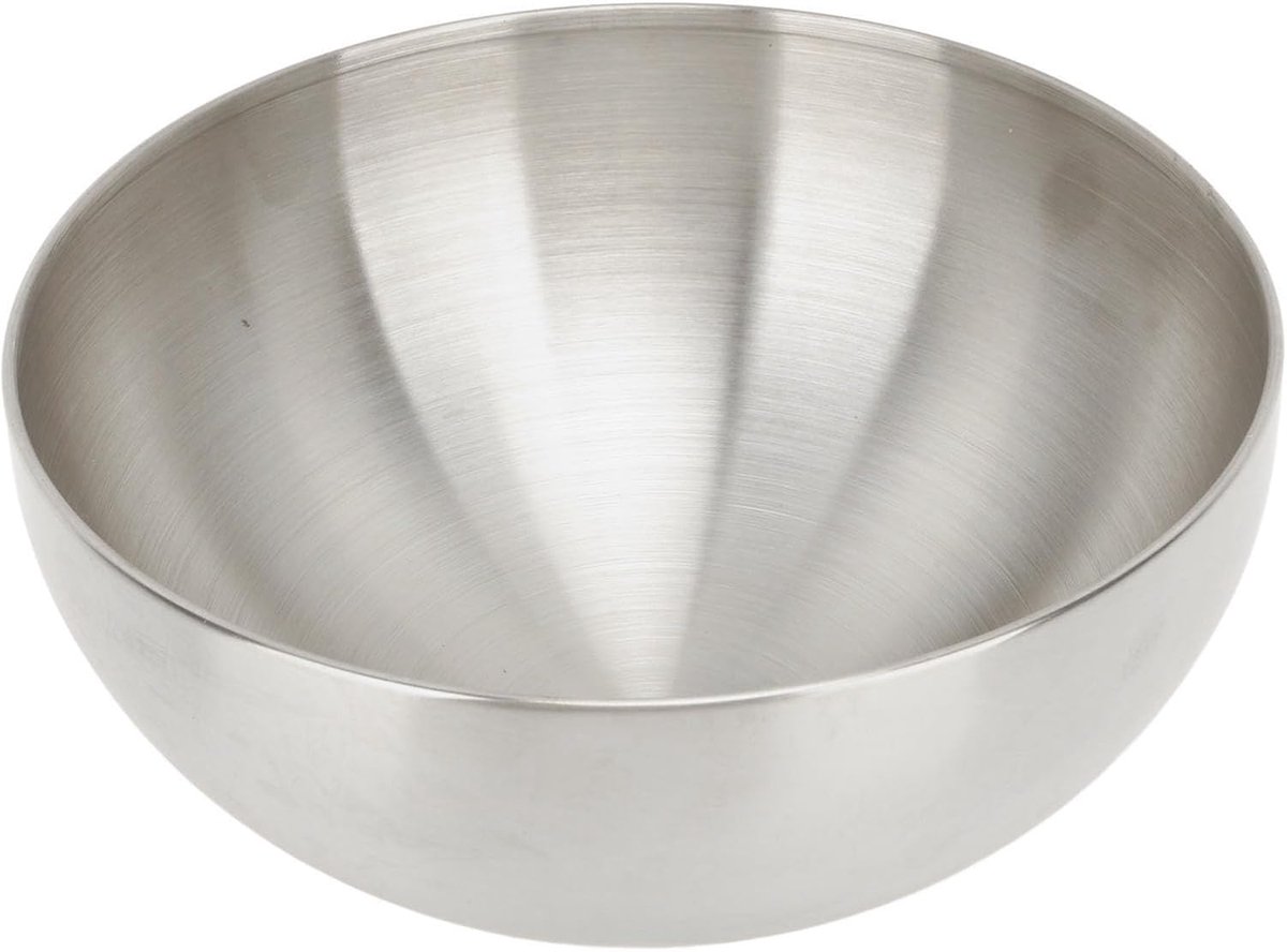 SnelShoppen - RVS Saladeschaal met Dubbele Wand Isolatie, Tapered Bodem, 304 Roestvrijstaal, Geschikt voor Restaurant, Feest, Camping - Zilver
