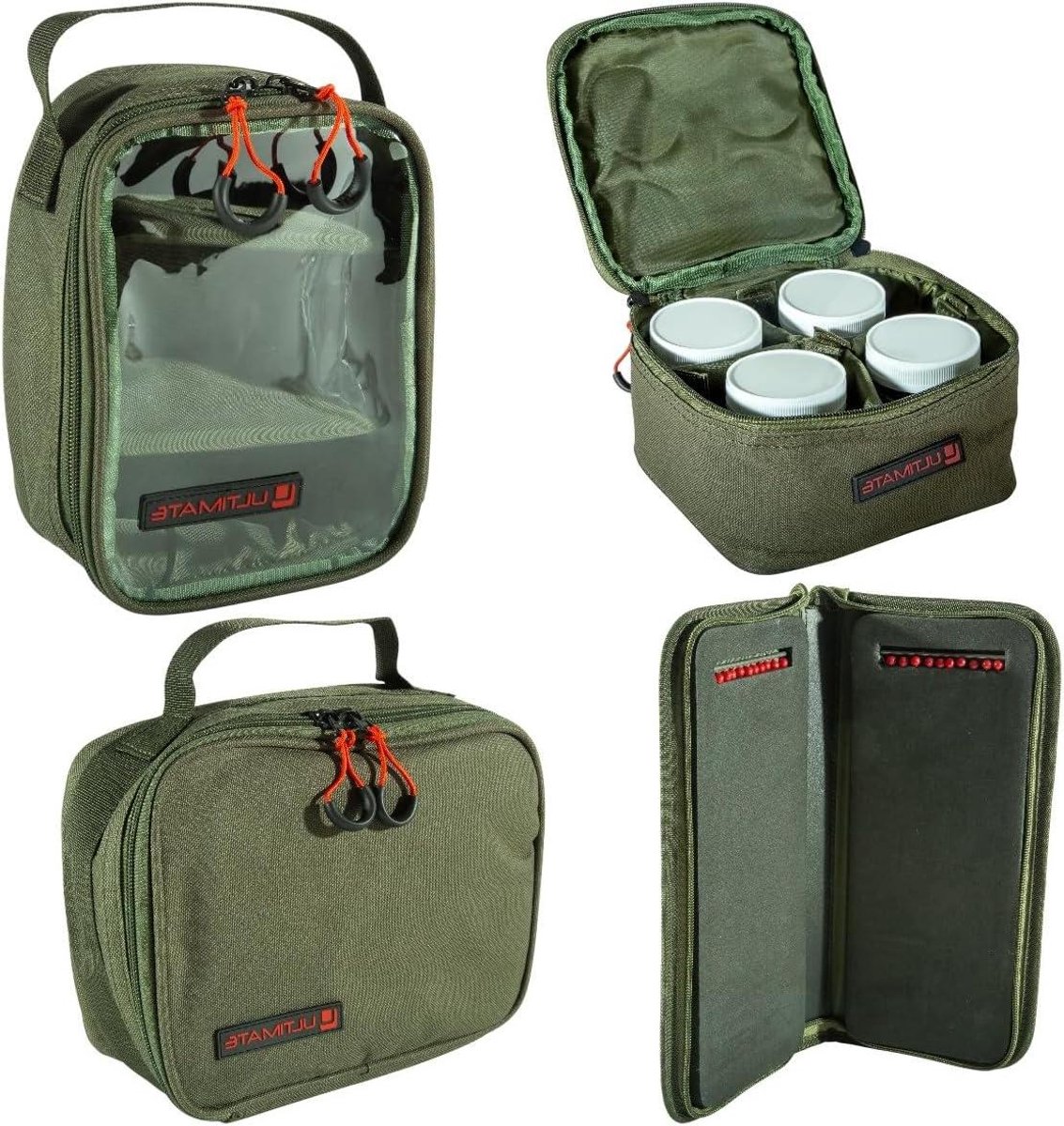 Karper Bagage Set - Vistuig Organizer - Visspullen Opbergen - Inclusief 4 Haakaas Potjes - 30.5x14x3cm - Multi