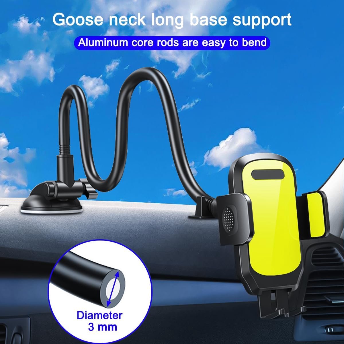 Mobielhouder flexibele gooseneck - lange arm - zuignap - ideaal voor in de auto - ShopVlot