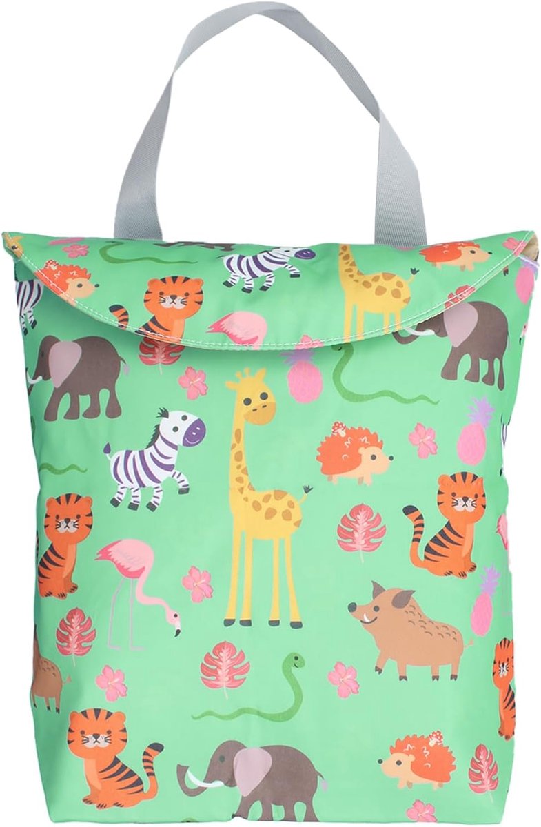 SnelShoppen - 1 stuk natte tas kleuterschool, wetbag voor peuters, waszak, dierenprint, 26x7x27 cm, voor luiers, zwembad, gym, strand