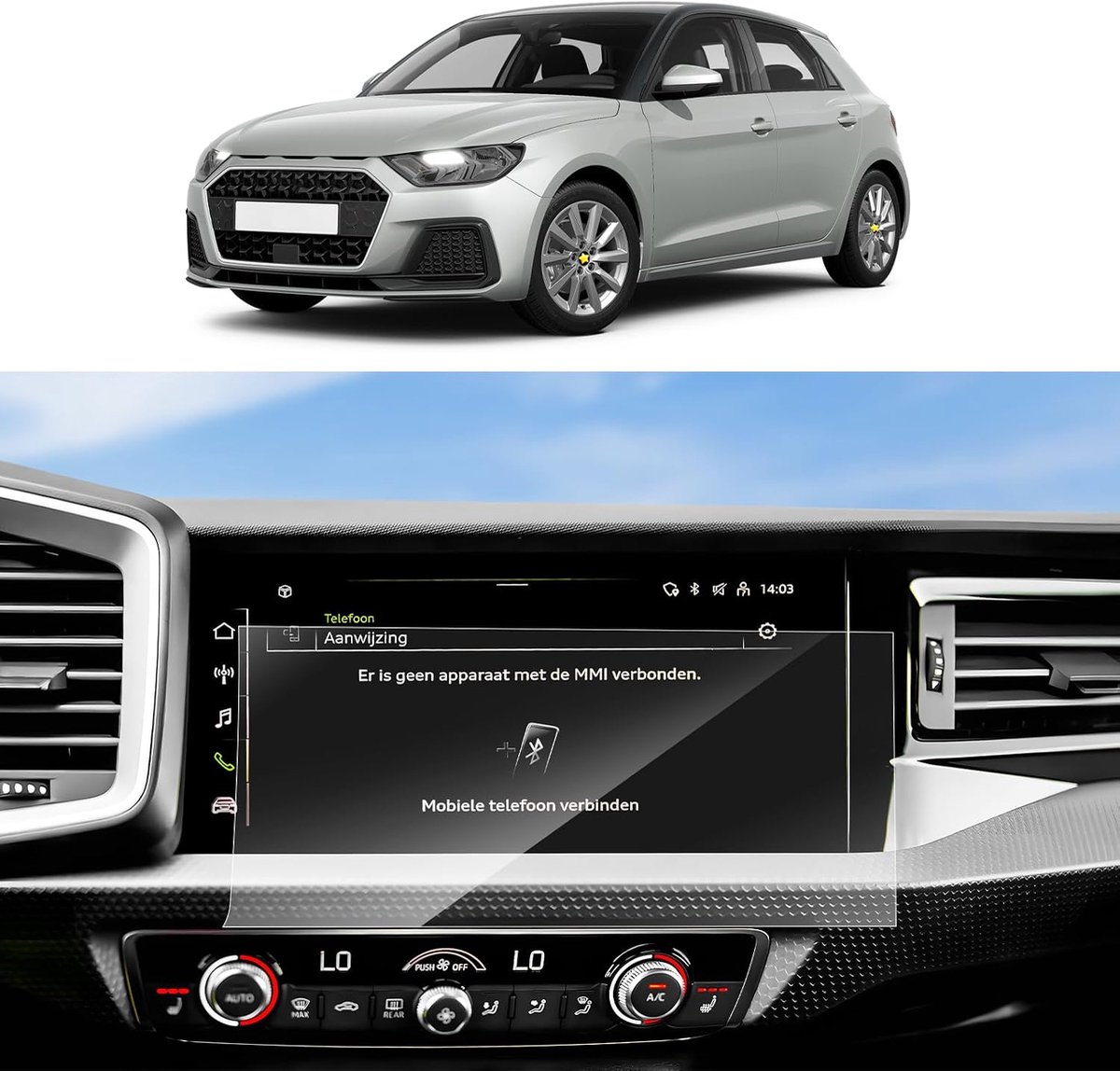 SnelShoppen - 2-Pack Screen Protector voor Audi A1 GB 10.1 Inch GPS Navigatie - PET Beschermfilm - HD Helderheid - Makkelijk te Installeren - Voor Mod