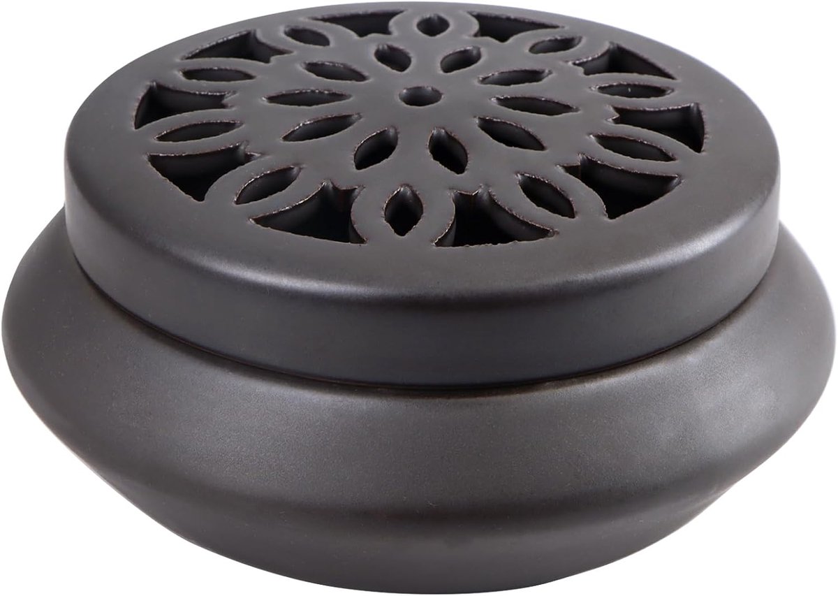 Vintage Ceramic Incense Burner Incense Burner Incense Holder Round Chinese Porcelain Smoking Bowl with Metal Lid and - ShopVlot