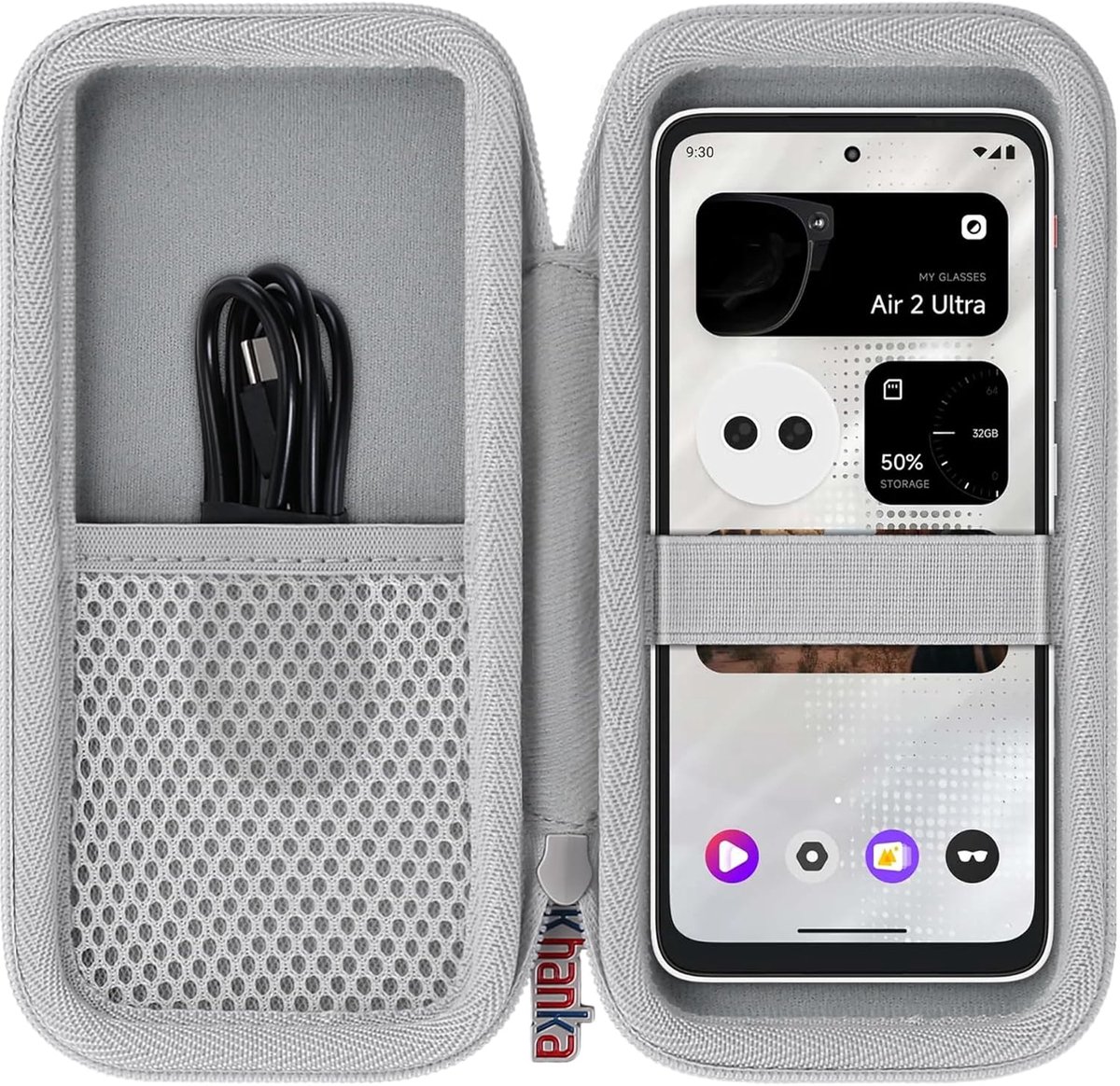 SnelShoppen - Hard Case voor XREAL Beam Pro - Beschermende Cover met Lanyard - Grijs - Ideale Opberghoes voor Draagbaarheid van XREAL AR Bril