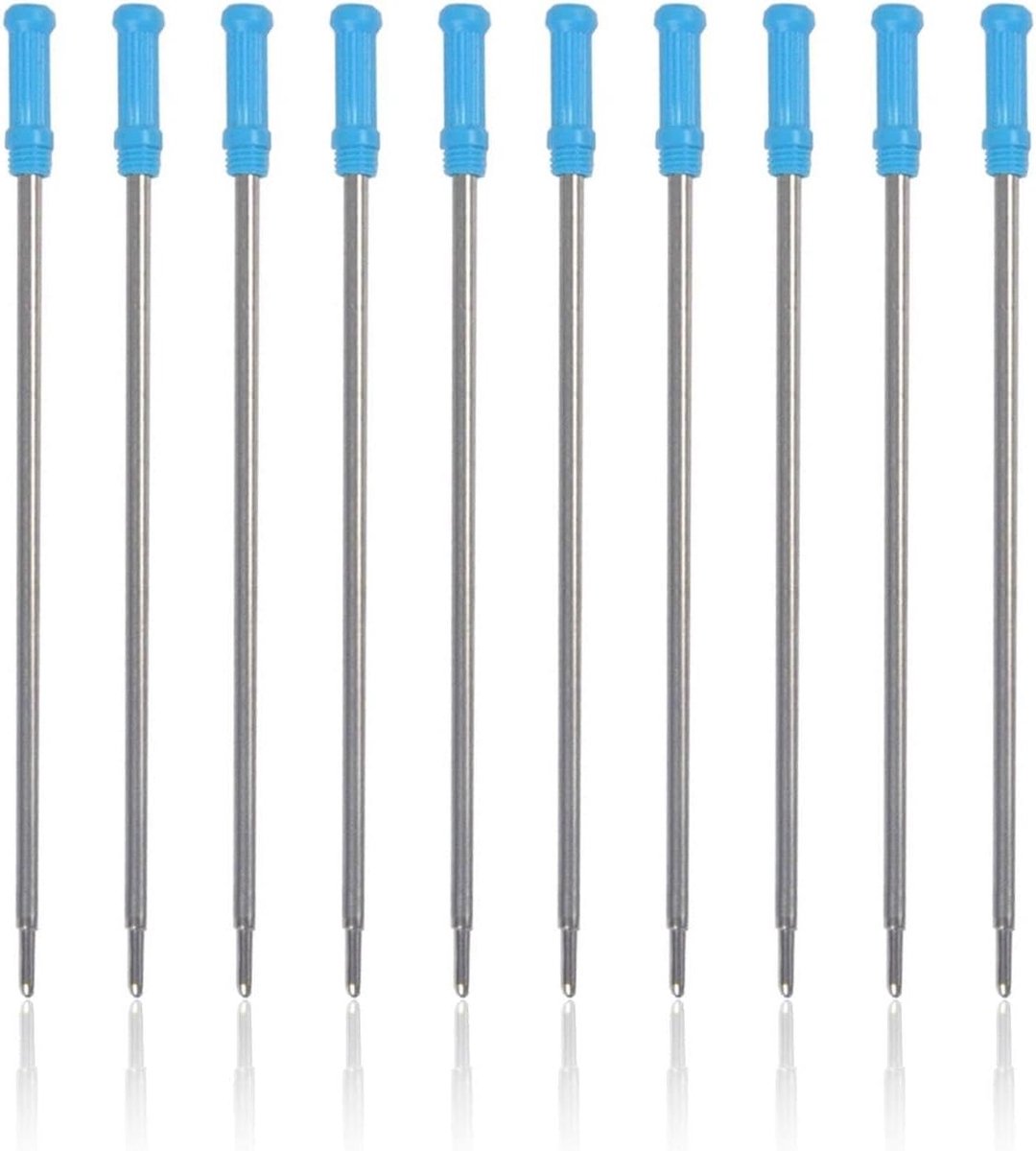 Pack of 10 blue metal refills for ballpoint pens, office and school supplies, ballpoint pen accessories, learning card - ShopVlot