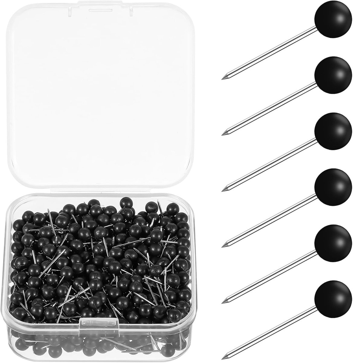 SnelShoppen - 500 Stuks Duurzame Zwarte Prikpinnen, 1/8 Inch Kop, Stalen Punt, Creatieve Pin Board Spijkers voor Kunst, DIY Handwerk, Foto's en Berich