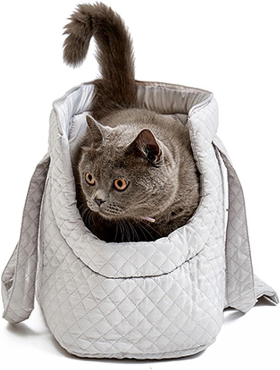 Draagtas Huisdieren - Katten Portemonnee Hondentas - Reizen met Huisdier - Anti-ontsnappingsontwerp - 44x30x23CM - Lichtgrijs