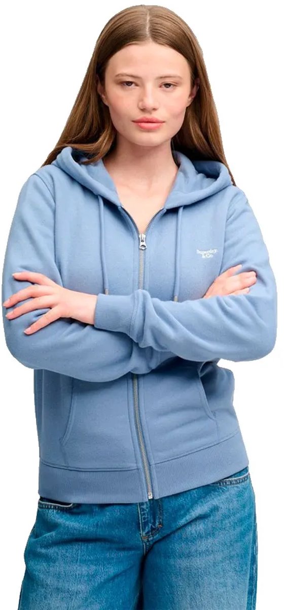 Superdry Signature Geborduurde Zip Hoodie Dames Hoodies Blauw
