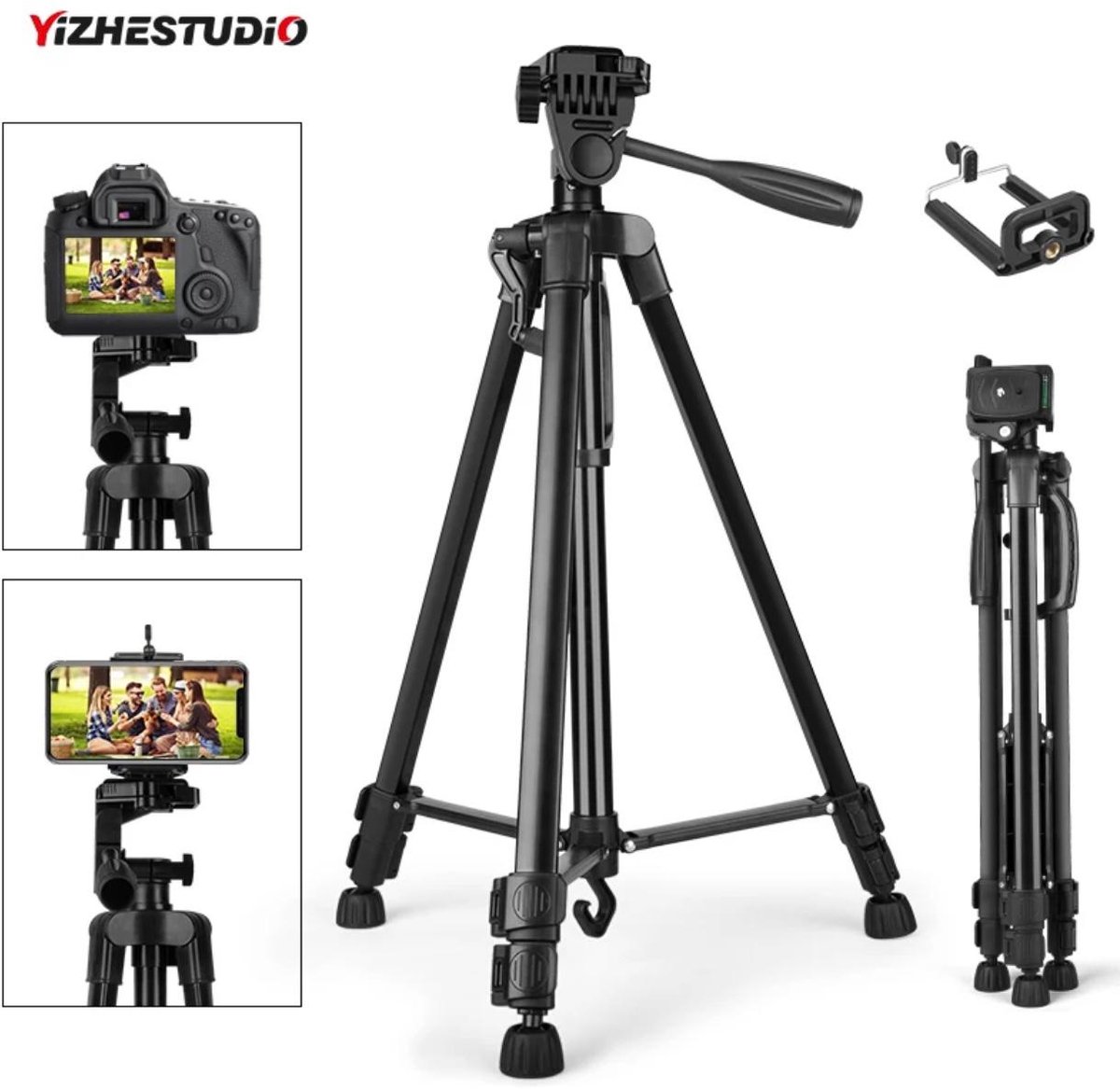 Professionele Camerastatief Voor Fotocamera en Smartphone Incl. Bluetooth Remote Shutter - Tripod - Smartphone Statief VCT- 5208 Fairco