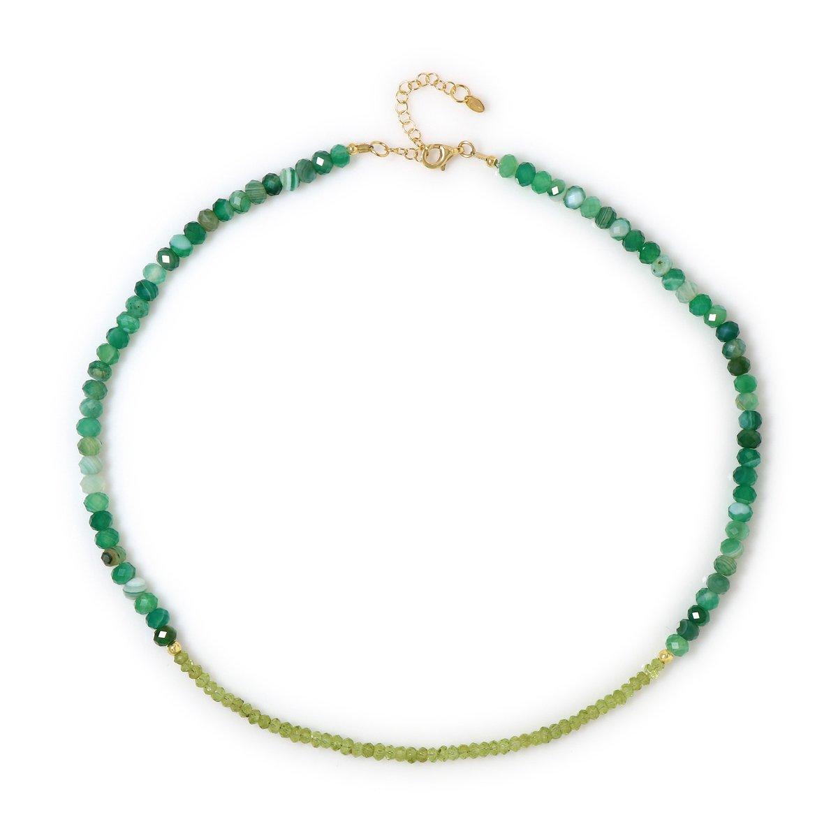 Cavill - Zilveren Halsketting - 925 Sterling Zilver Verguld - Peridoot 18,5 ct & Groene Onyx 55,8 ct - Elegante Sieraad voor Dames