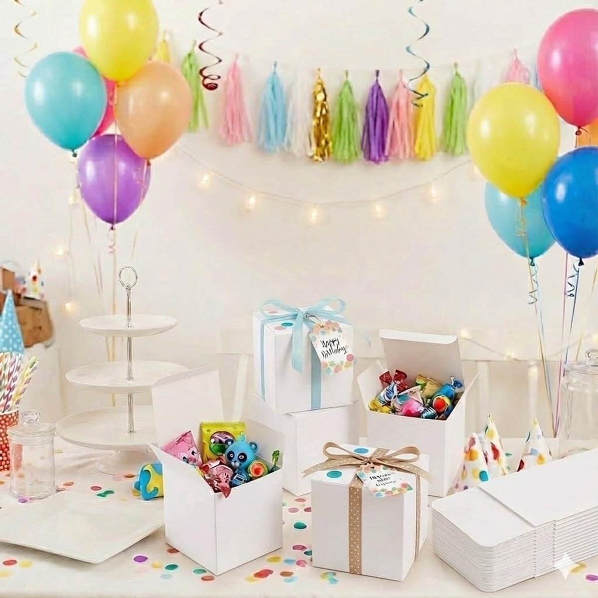 15 Stuks Kraft Papieren Cadeau Dozen met Deksel, Vierkante Geschenkdozen voor Verjaardag, Feest en Bruiloft (10 x 10 x 10 cm, Wit)