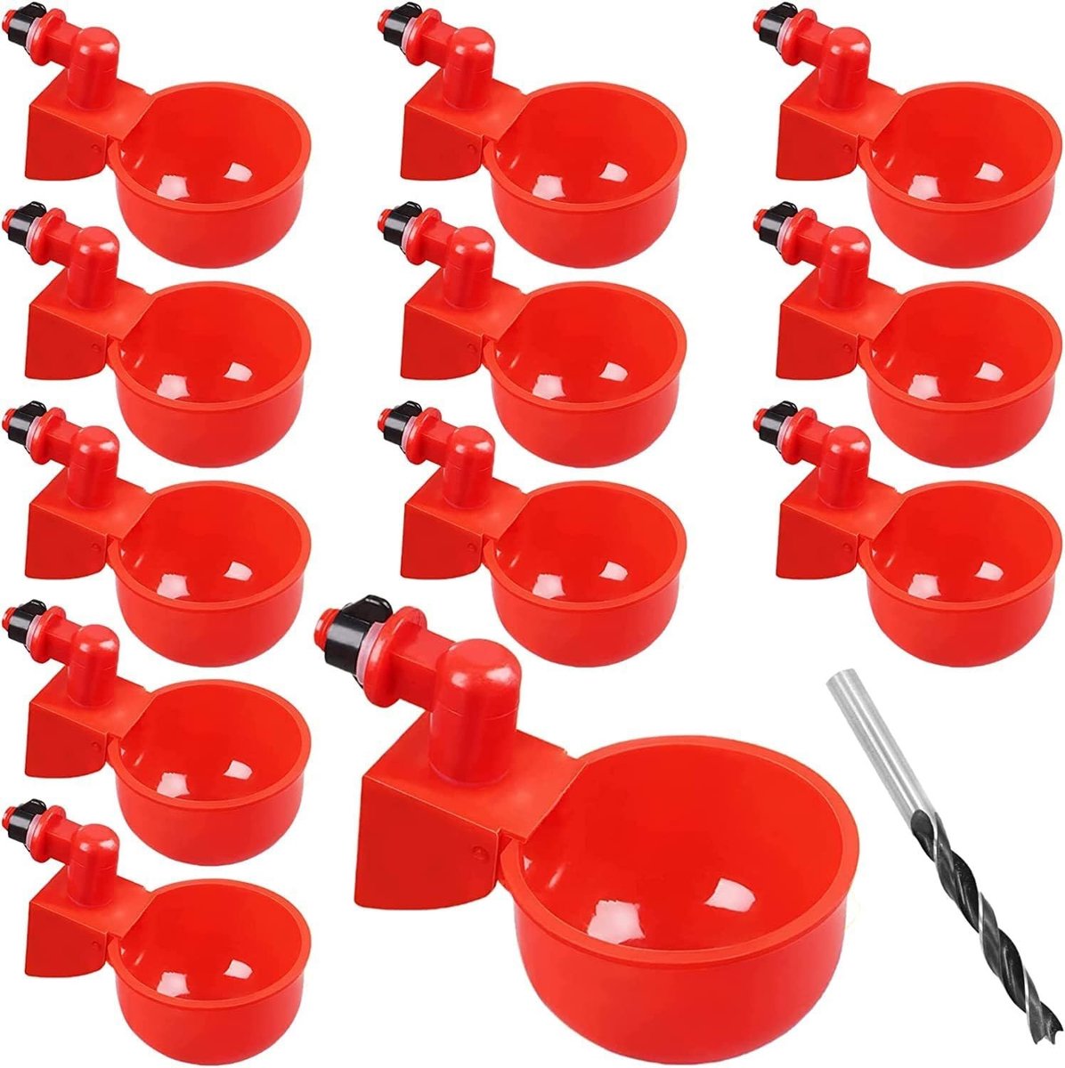 Automatisch Kippen Drinkbakken 12-Pack - Gravity Voeding Systeem voor Pluimvee - 5 Gallon Water Feeder Kit met Montageopening voor Eenvoudige Installatie