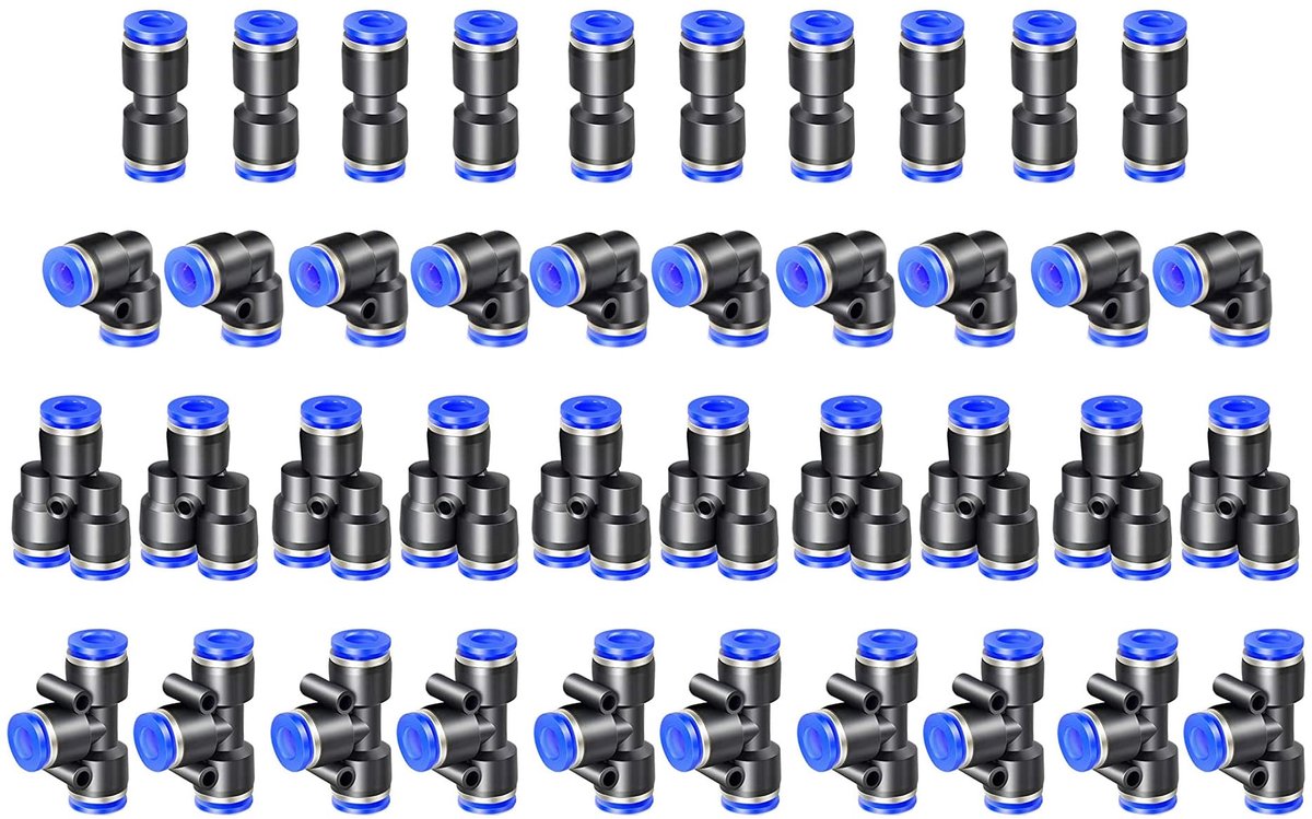 Pneumatische connectoren 4 mm - 40 stuks - snelbevestigingen - ideaal voor luchtleidingen - ShopVlot