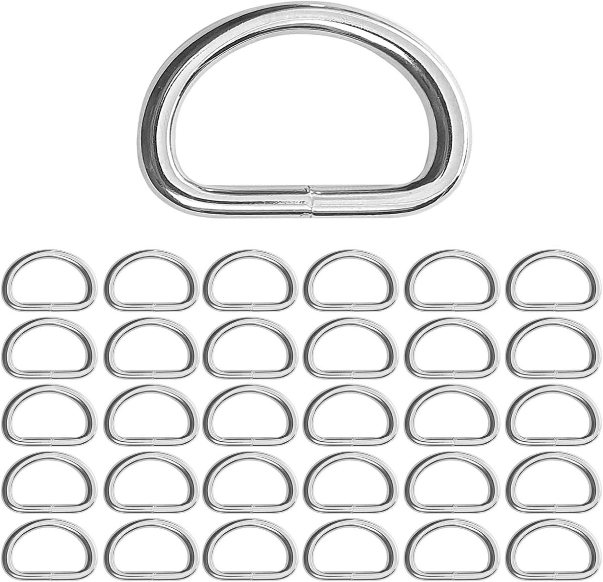 Half Ringen D-Ringen 20mm - Set van 30 Stuks voor Creatieve Projecten en Handwerk
