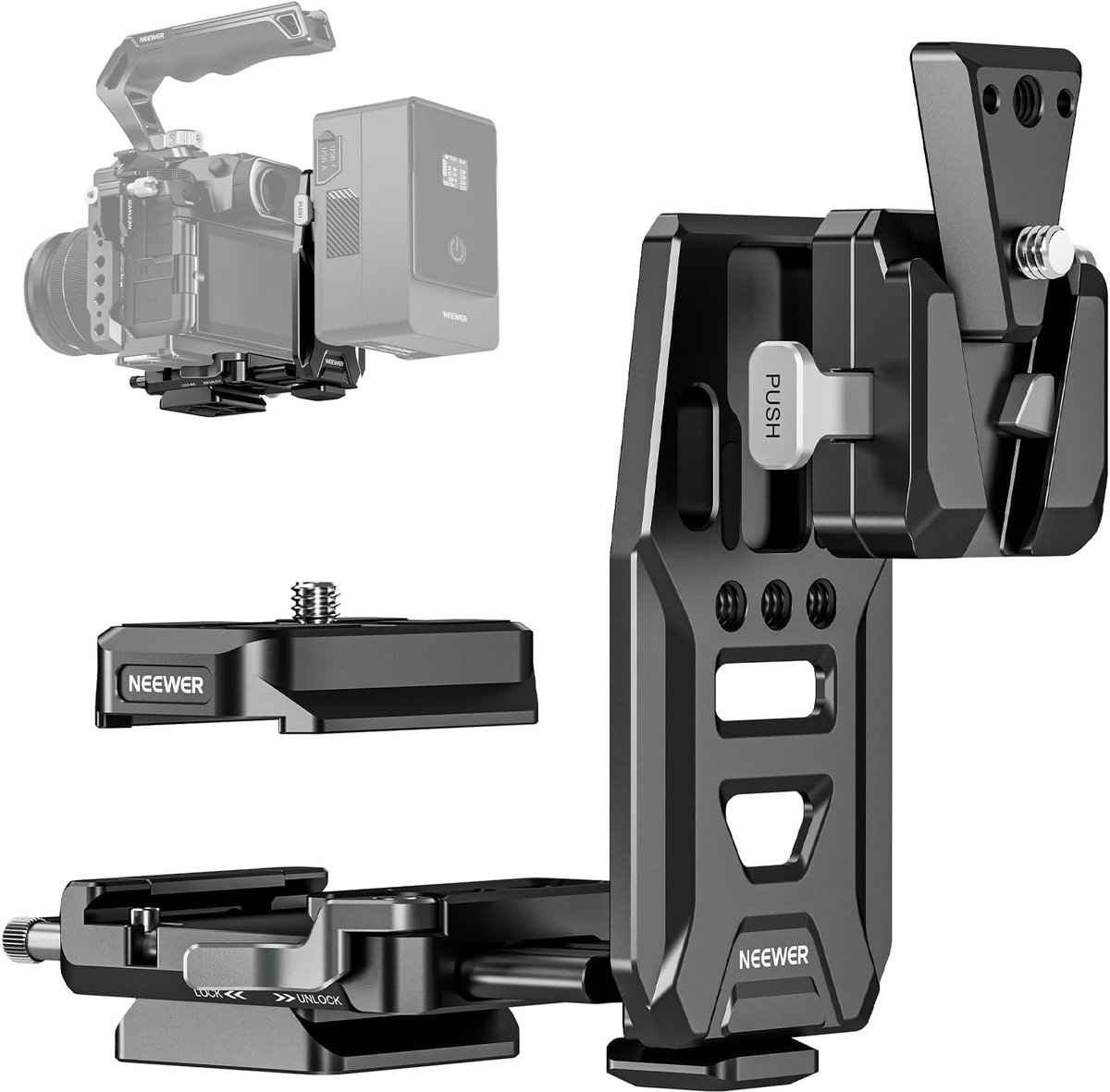 V-Mount Batterijplaat met NATO Rails en Arca Type Basisplaat voor RS4 Pro en RS3 Pro Gimbal, Geschikt voor DSLR Camera Video Rig en SmallRig V Lock Batterij Camera Cage, PS016
