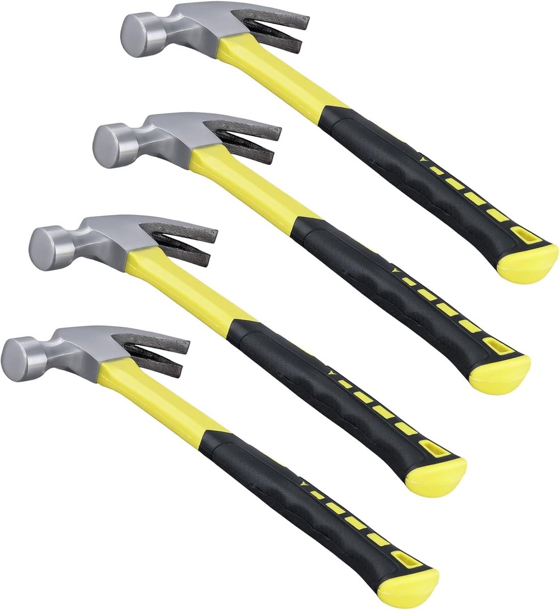 4 Stuks 16oz Klauwhamer met Comfortabele Grip, Ideaal voor Timmerlieden en Elektriciens, Duurzaam en Lichtgewicht