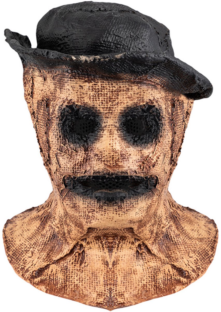 Halloween Scarecrow Masker, Volledig Hoofdmasker van Latex met Jute-look, Griezelig Vogelverschrikkerontwerp, Oog- en Mondopeningen, Voor Halloweenfeestjes（Type 6）