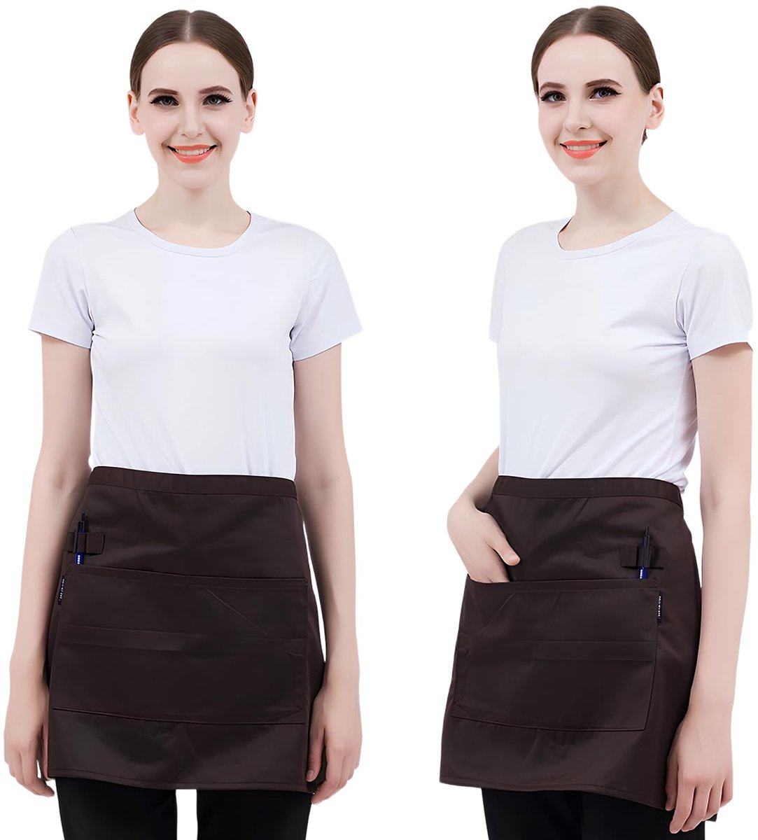 Taille schort korte halve serveerschort - 2 zakken - unisex - ideaal voor thuis en restaurant - ShopVlot