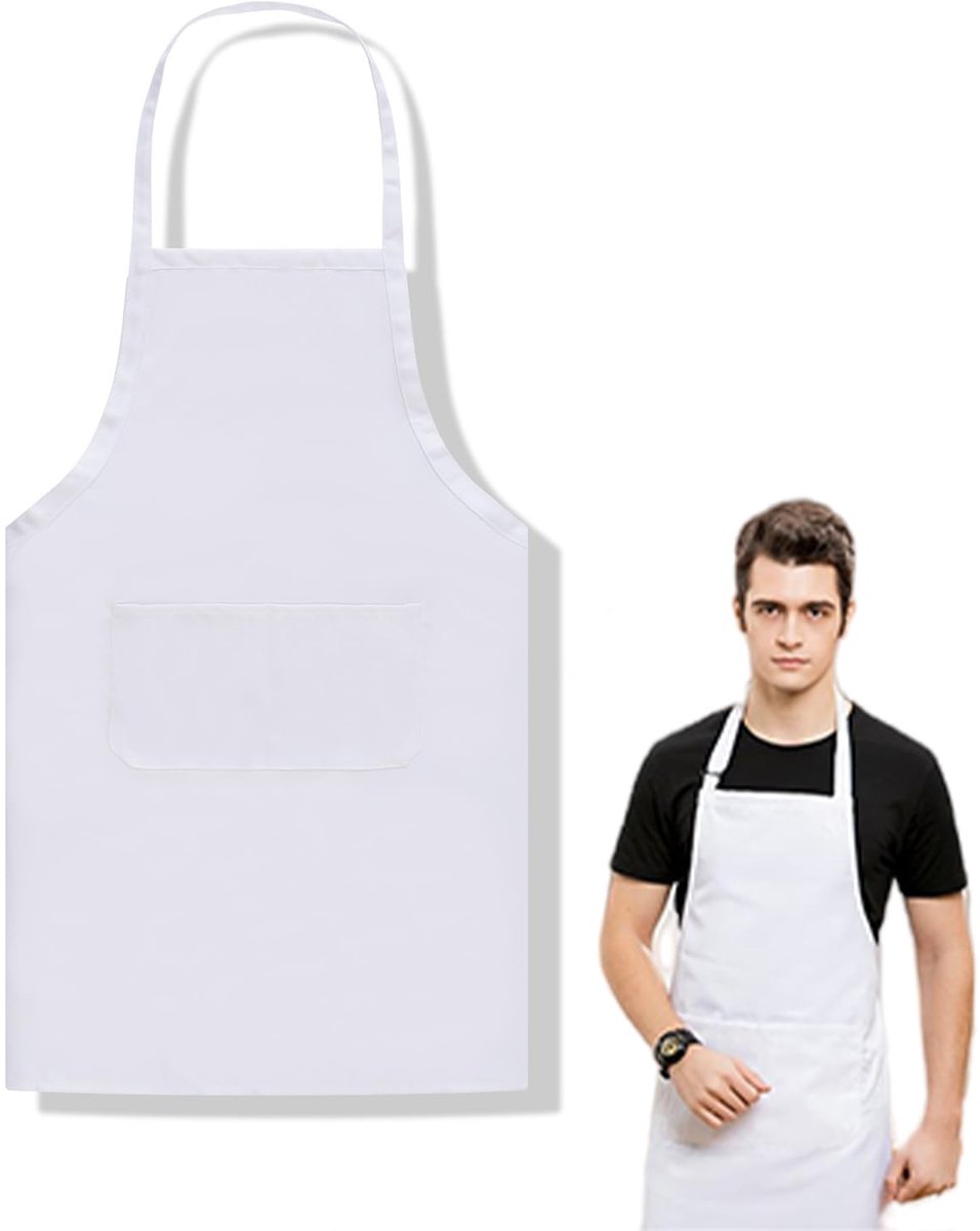 Kookschort Wit - Verstelbaar Latzschort - Heren en Dames - Perfect voor de Keuken - ShopVlot