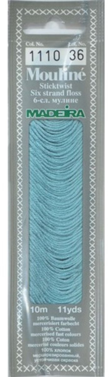 Borduurgaren Madeira Mouline 10 meter 6 draads splijtgaren - blauw (1110)