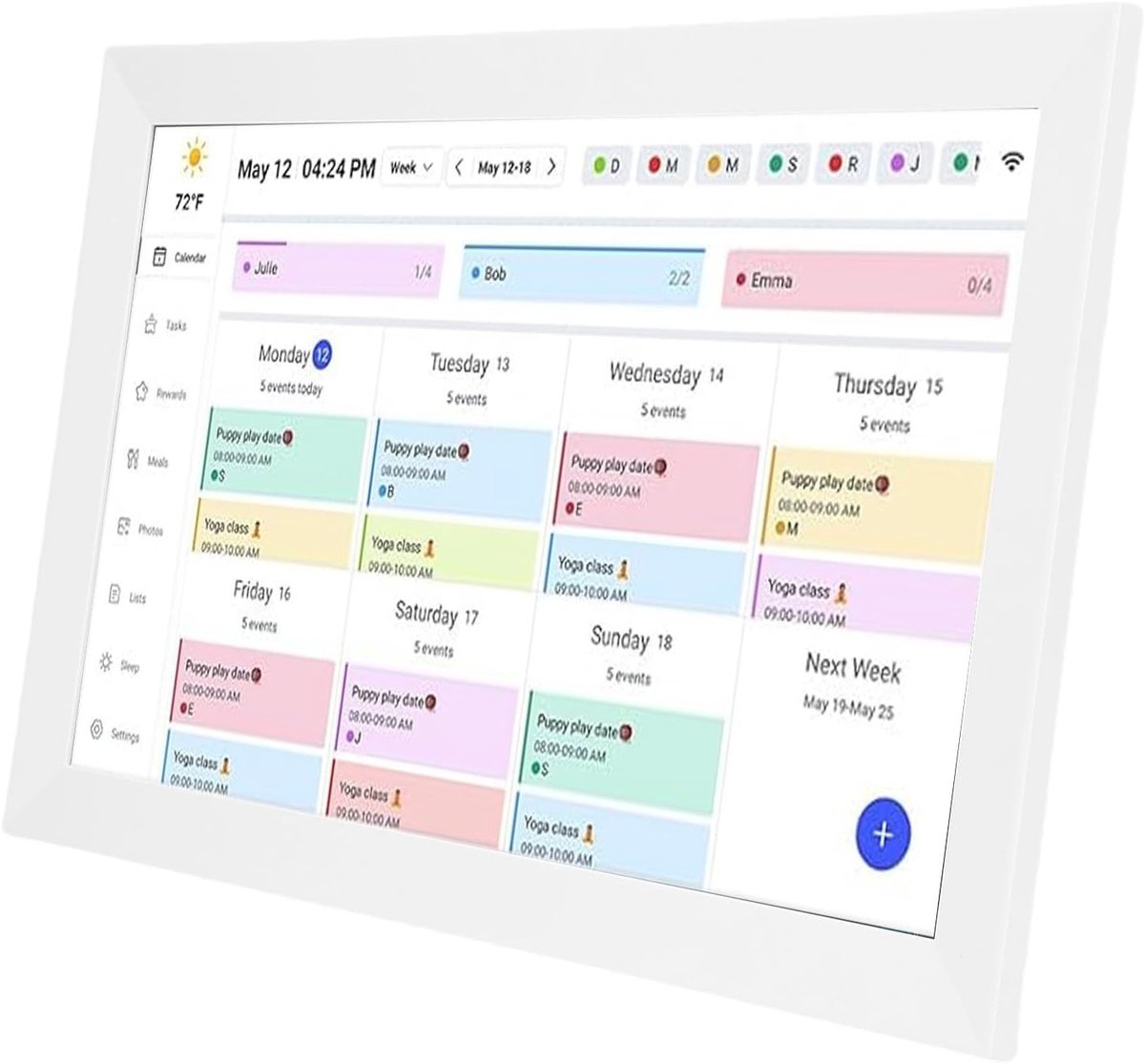 Digitale Wandkalender 15.6 Inch met Wifi Synchronisatie, App Integratie en Taakplanning voor Thuis en Kantoor, 32GB, Spraakbesturing, Inclusief Desktop en EU Stekker
