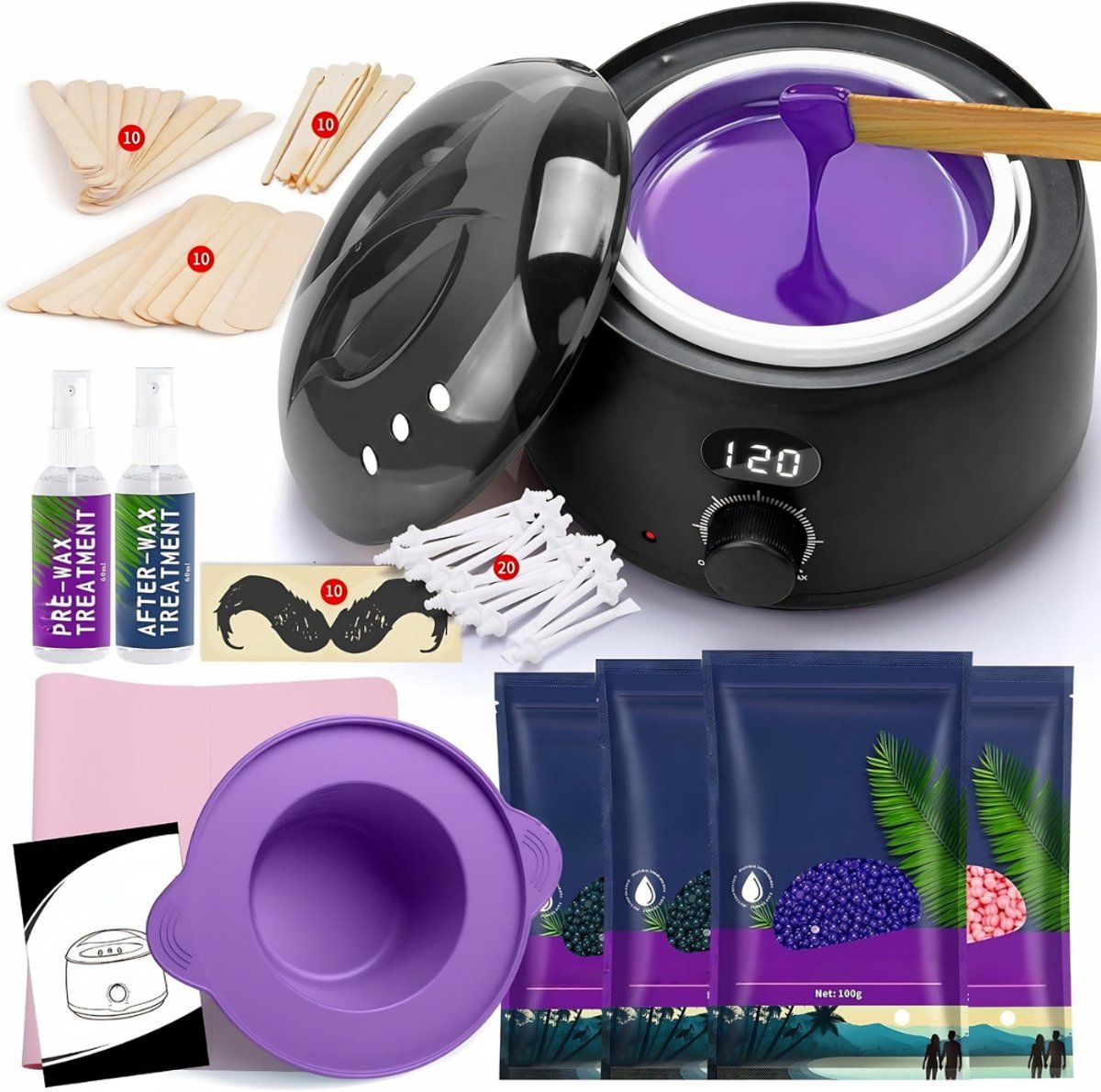 Lìon® Wax Apparaat - Wax Kit - Wax Set - Zwart - 21cm x 21cm x 16cm