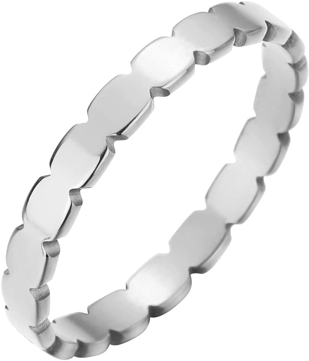 Stijlvolle Geometrische Hexagon Stapelringen voor Dames en Meisjes van RVS - Minimalistische Sieraden Cadeau Idee