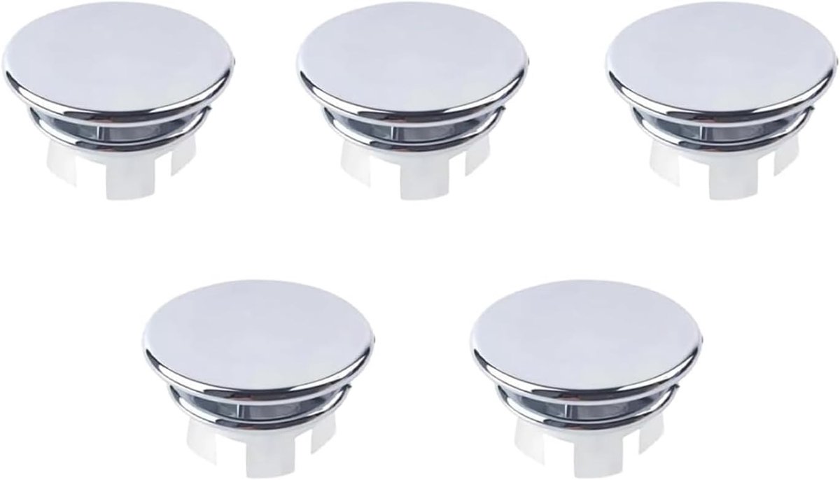 5-delige set afvoerpluggen voor wastafel, perfect voor overloopbescherming en waterbesparing