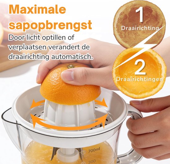 SNJY® Sinaasappelpers - Citruspers - Fruitpers - 40 W - 700ML - Zilver/Wit van SNJY — afbeelding 5