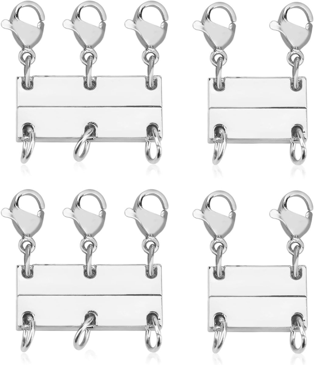 Multi Chain Separator voor Laagjes, Magnetische Sluiting voor Stapelbare Kettingen en Modekettingen in Zilver - Perfect voor een Gelaagd Uiterlijk