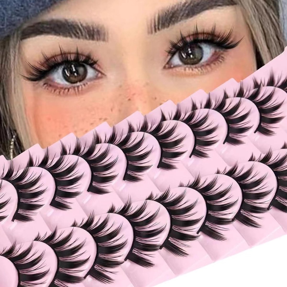 Natuurlijke 3D Wimpers voor Cosplay en Dagelijks Gebruik, 10 Paar Wispy Spiky Anime Wimpers, 14 mm, Individuele Wimpers Set