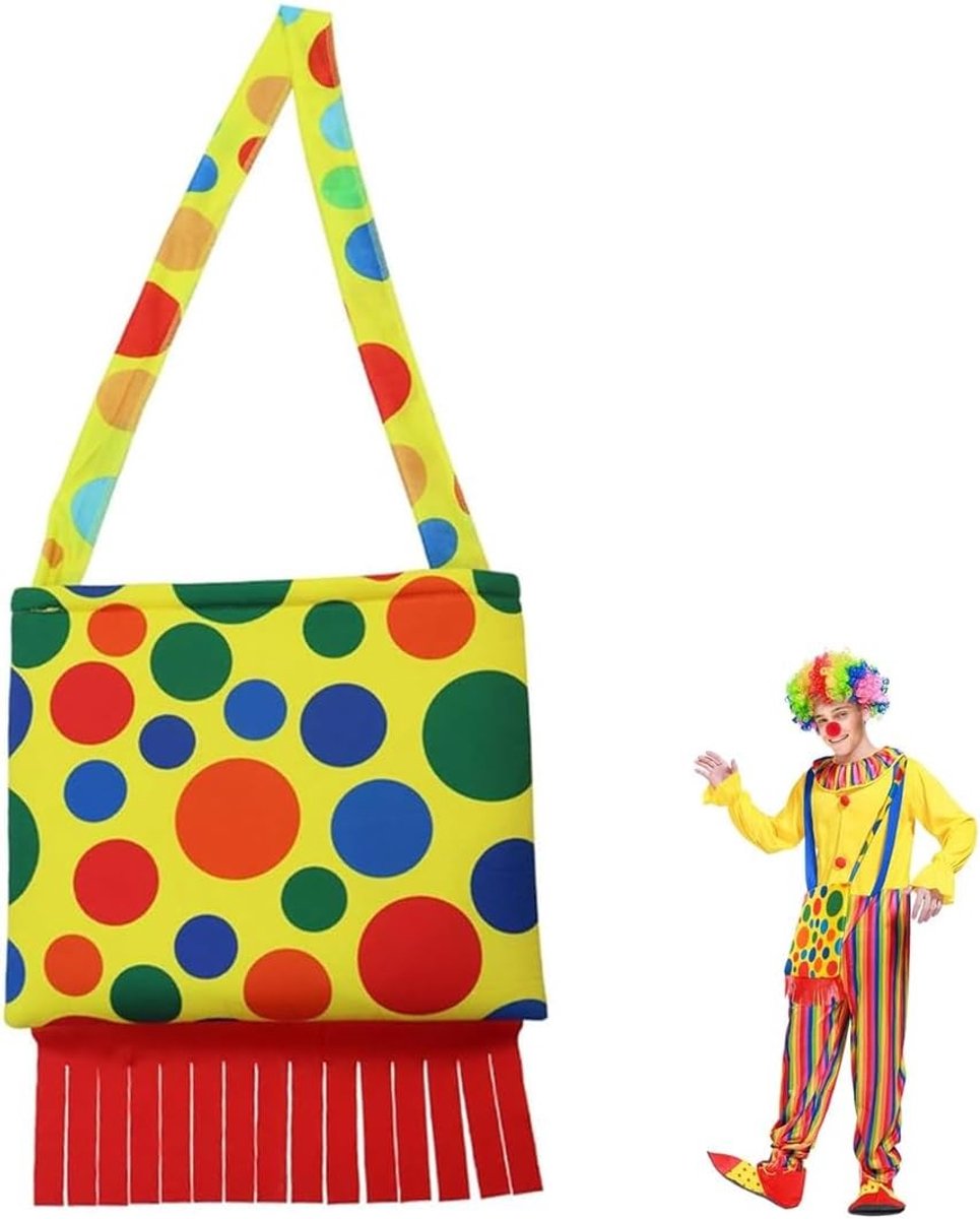 Kleurrijke Clown Schoudertas voor Halloween en Carnaval, Perfect voor Cosplay en Circus Accessoires (14.5 x 11 inches)