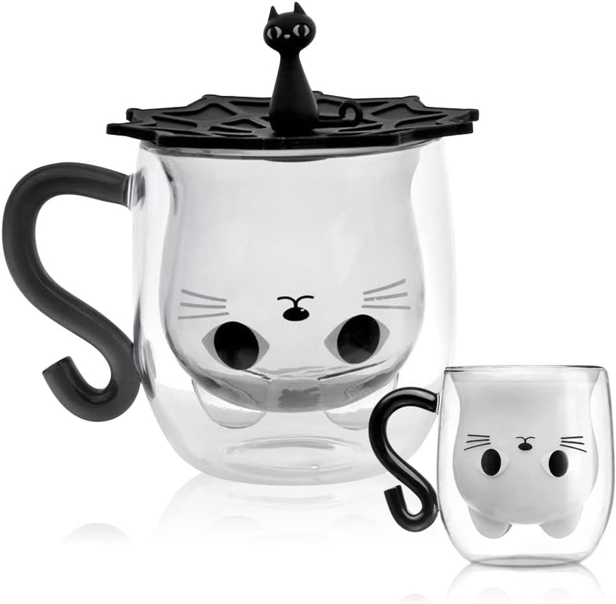 Dubbelwandige Glazen met Handvat, Schattige Kat Koffiemokken, Latte en Cappuccino Tassen, Perfecte Cadeaus voor Vrouwen en Moeders