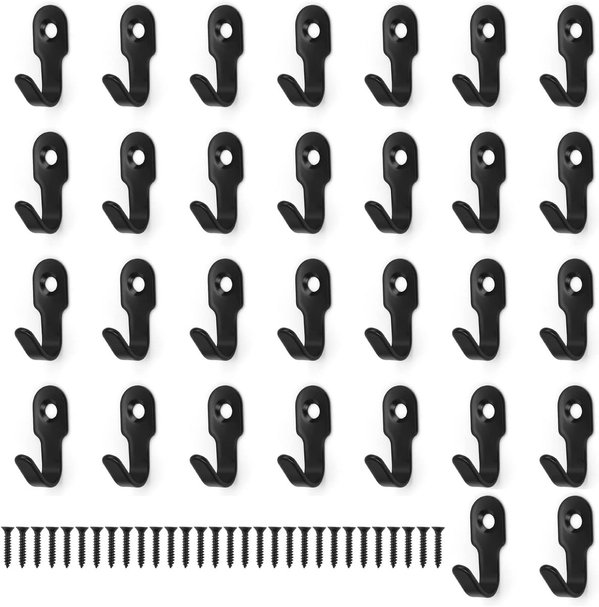 Haken om te schroeven 27 mm - zwart - 30 stuks - ideaal voor wanddecoratie - ShopVlot