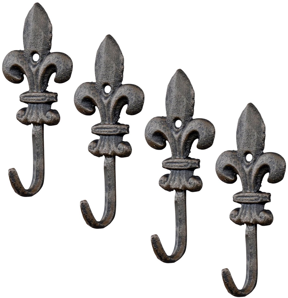 Wandhaken set van 4 - gietijzer - antiek shabby chic - stijlvolle ophangoplossing - ShopVlot