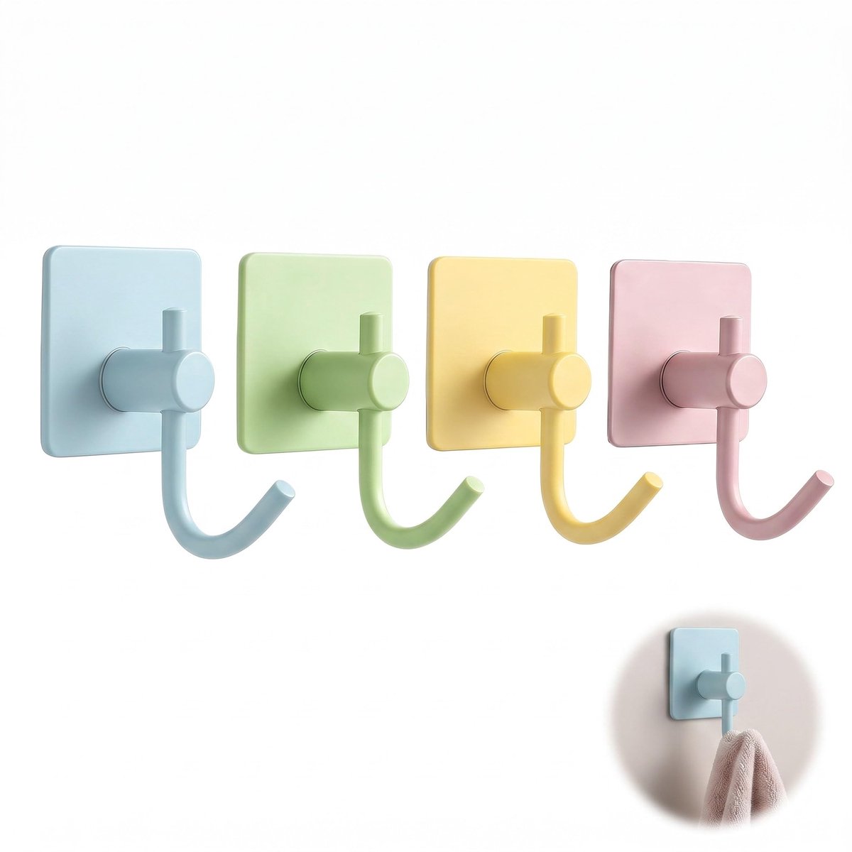 Wandhaken set van 4 - zelfklevend - robuust J-vormig design - ideaal voor kleding en sleutels - ShopVlot