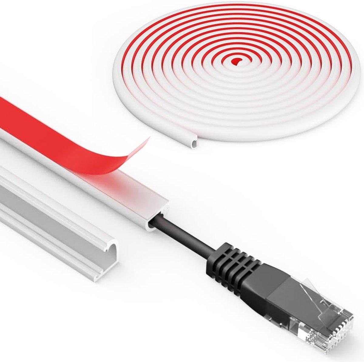 Kabelgoot zelfklevend 7 mm x 14 mm - flexibele siliconen kabelstrip - halfrond - voor nette kabelafwerking - ShopVlot