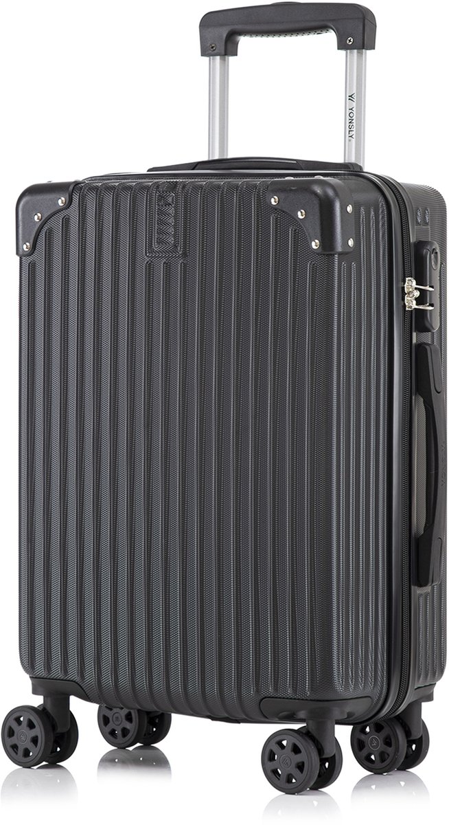 YONSLY Handbagage Koffer - 55cm - 40 L - Cijferslot- 360° Draaibare Wielen - Zwart