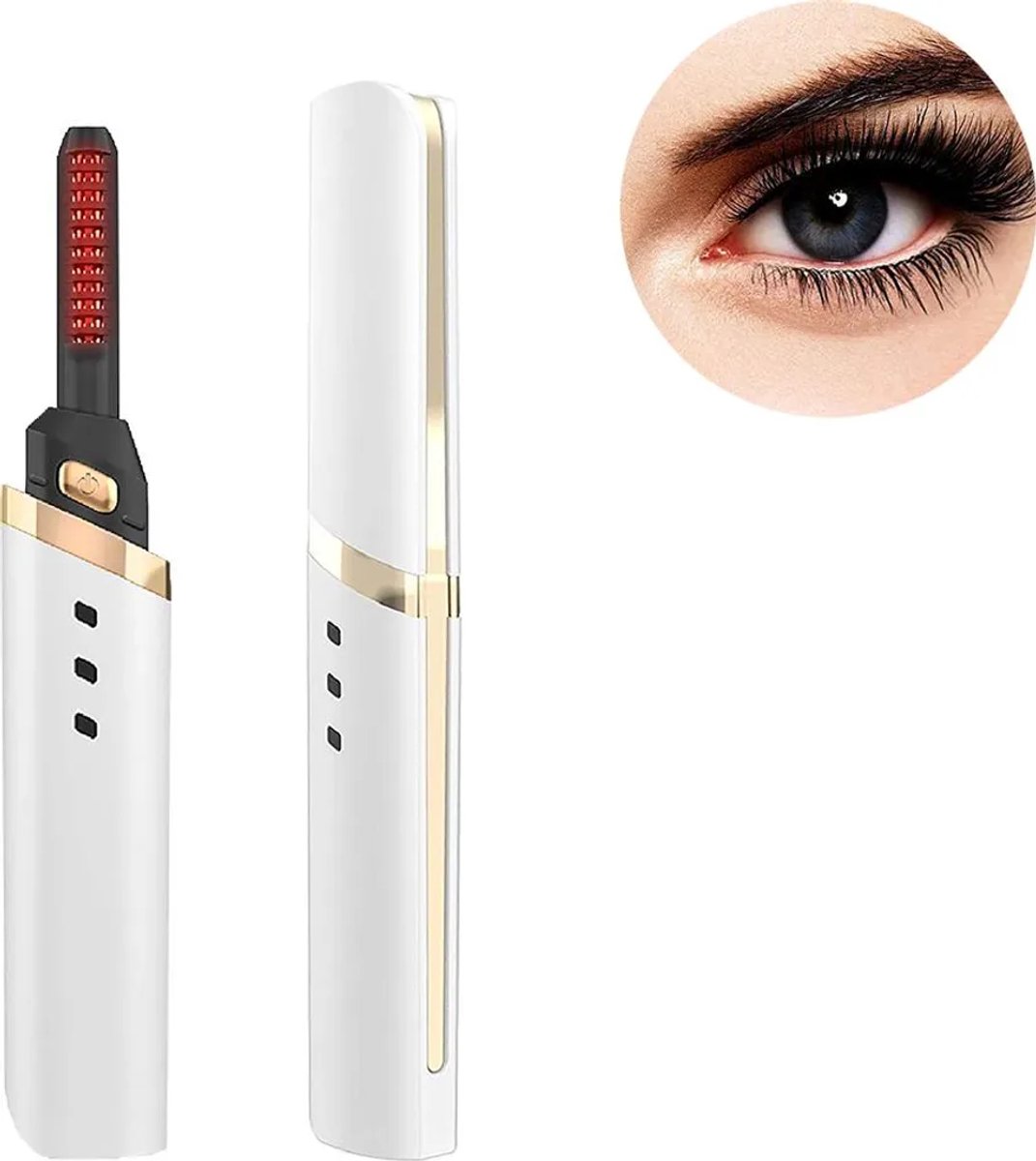 Verwarmde wimperkruller – Oplaadbare elektrische wimperkruller Geschikt voor USB-aansluiting Geschikt voor het snel in vorm brengen van wimpers, wit.