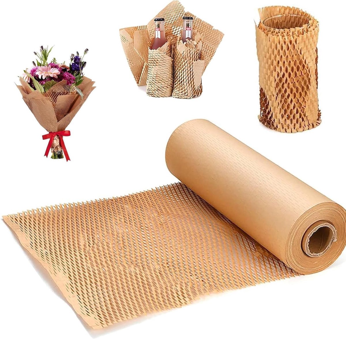 Verpakkingsrol Honingraatpapier - Kraft - 30 cm x 30 m - Voor Verhuizen en Verzenden