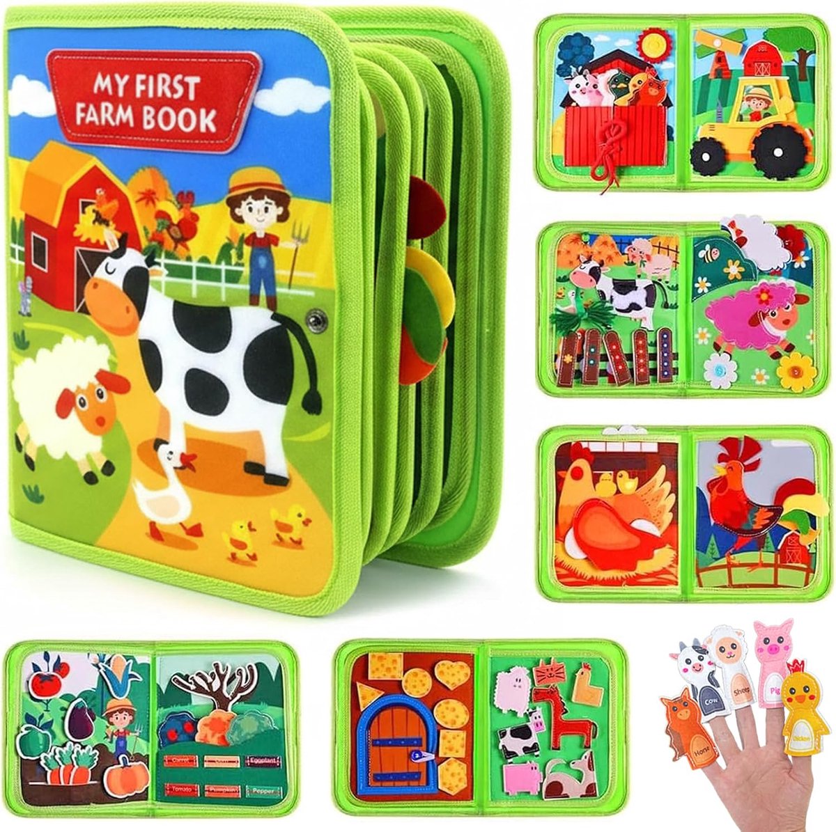 casalora Montessori Vilt Activiteitenboek – Stil Speelboek voor Peuters 1-3 Jaar – Educatief Reisspeelgoed – Boerderij